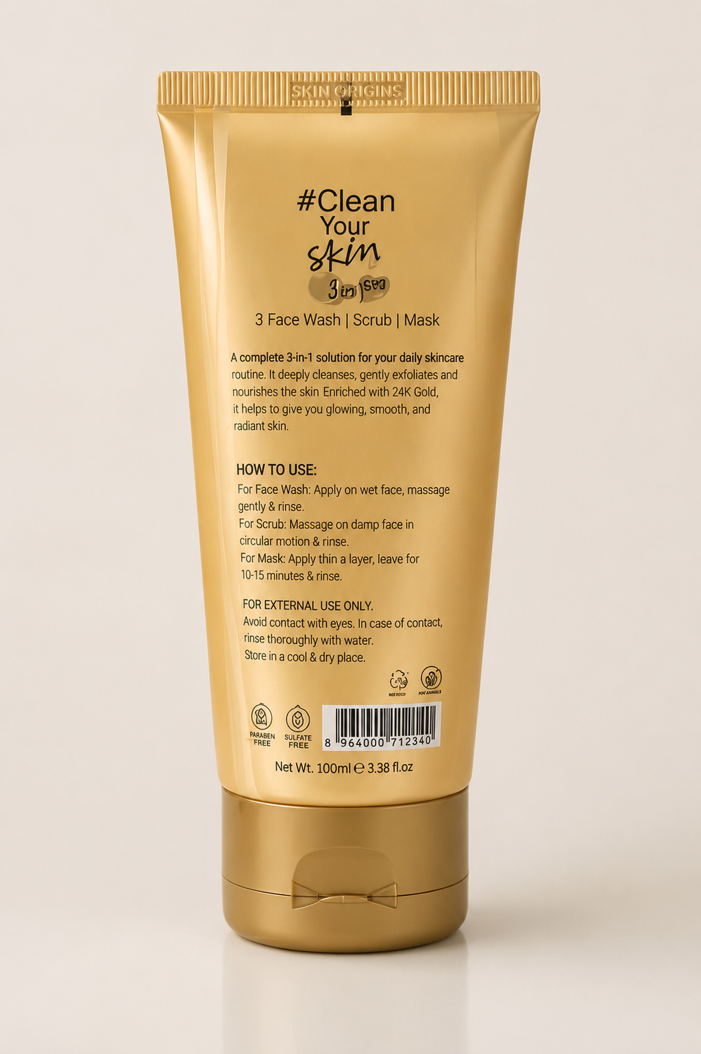24K Gold 3-in-1 Face Wash Scrub & Mask